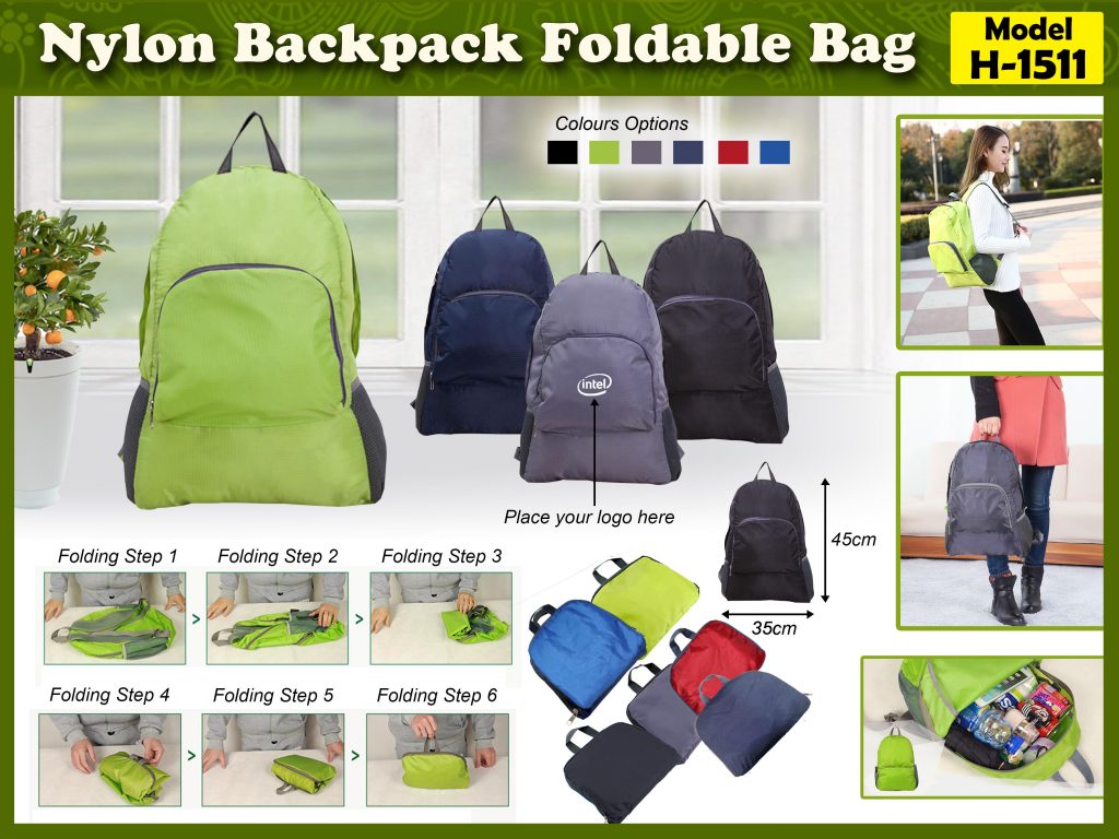 H-1511 Nylon Backpack Foldable Bag - Adminneeds